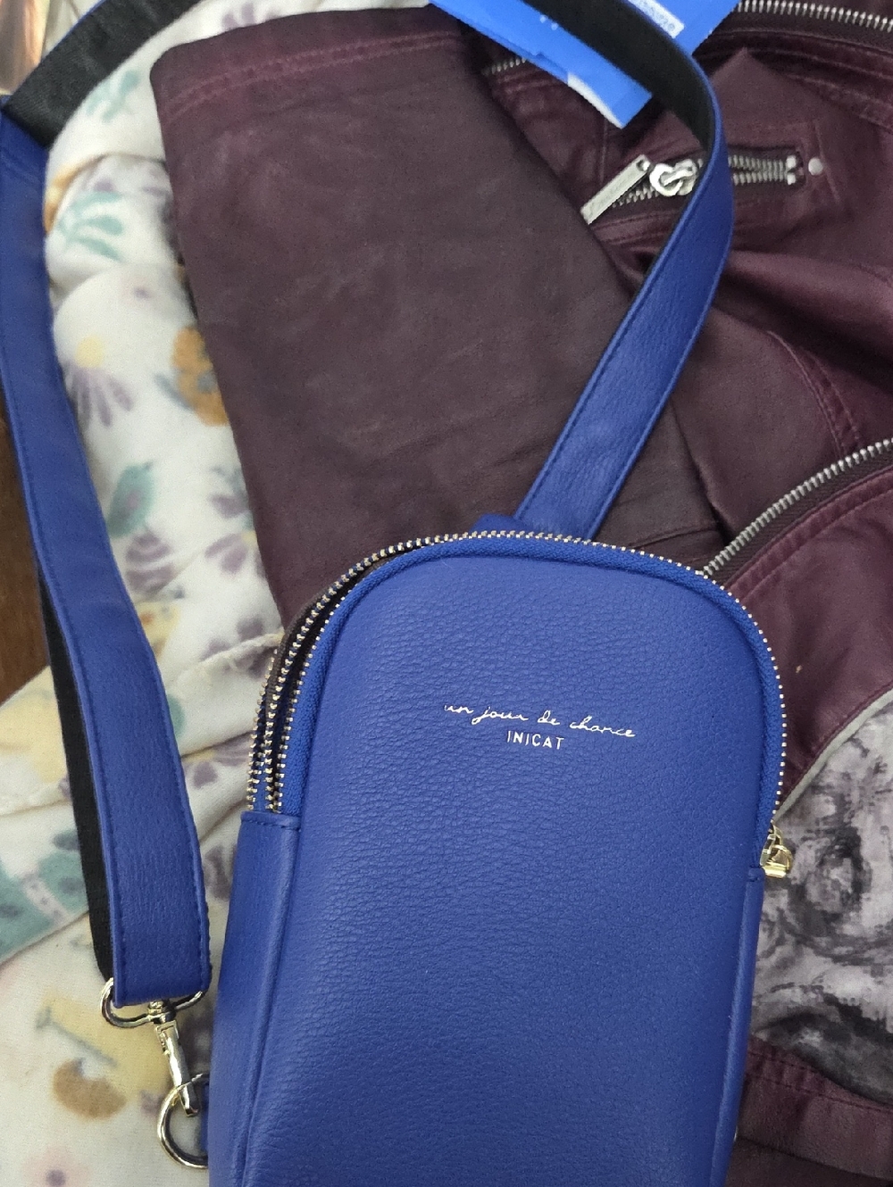 Nica Royal Blue Pebbled Crossbody with Gold Accents
